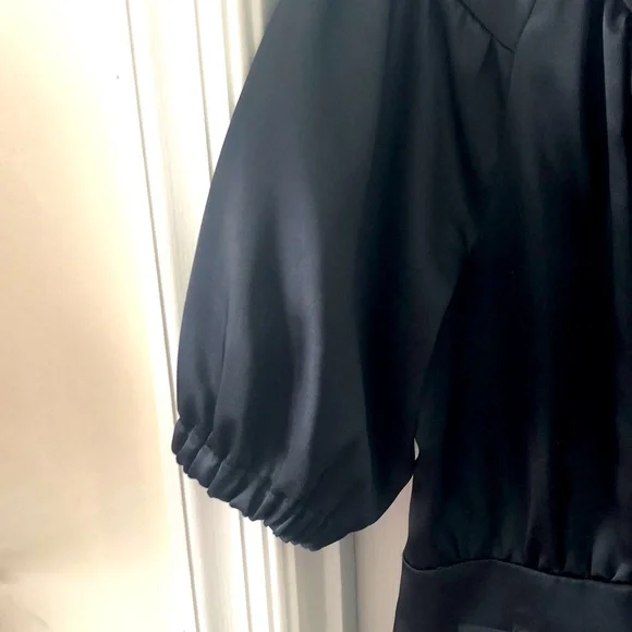 Short sleeve Black Silk Blazer Jacket - Picture 5 of 7